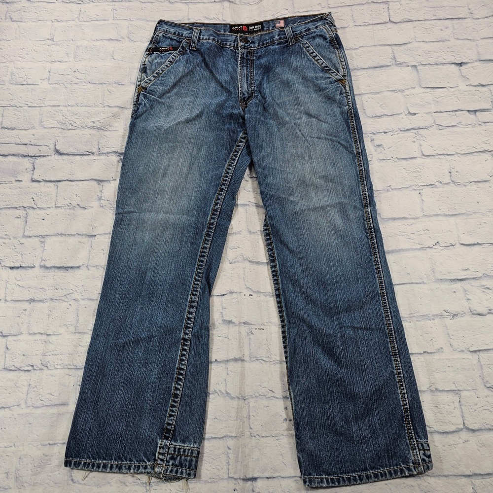 Ariat FR M4 Boot Cut Jeans Mens 38x32 Blue Flame Resistant Workwear Denim